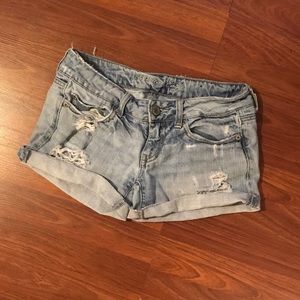 American eagle light wash denim shorts